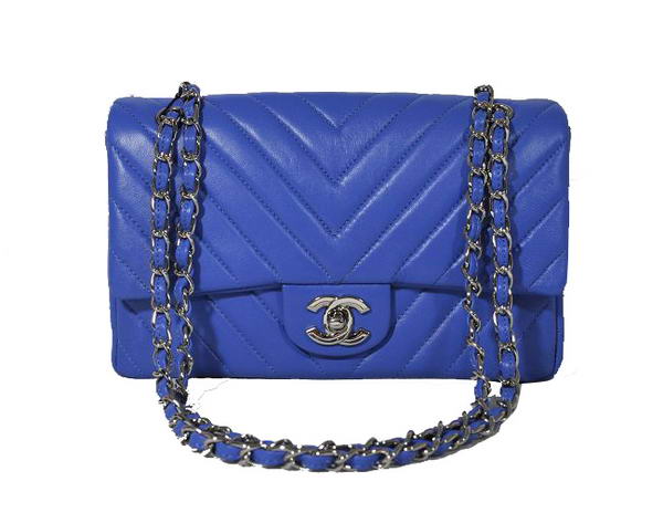 Best Chanel A36068 Lambskin Leather Shoulder Bag Blue On Sale